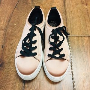 Kurt Geiger satin platform trainers